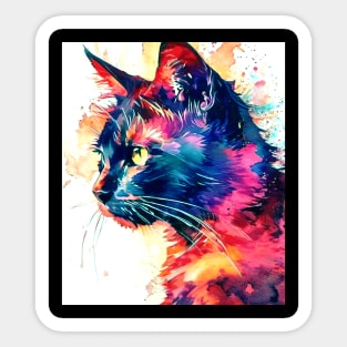 Watercolor Cat, Graphic Design With Animals Sticker